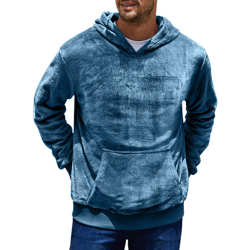 Herren kuscheliger Hoodie mit praktischen Kängurutaschen und hohem Kragen EB