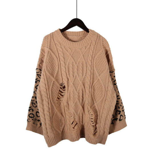 Damen lässiger Strickpullover mit modernem Muster und einzigartigen Details EB