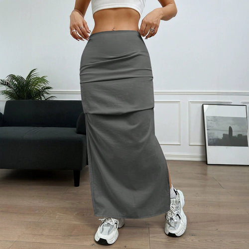 Damen Longskirt mit seitlichem Schlitz und elastischem Bund EB