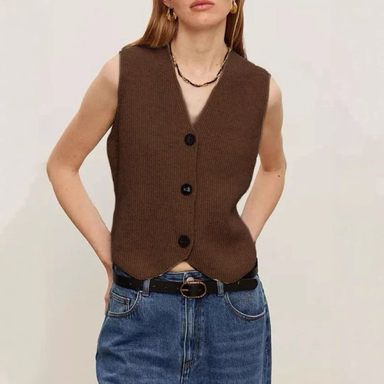 Damen Strickweste mit feiner Rippenstruktur und nachhaltiger Baumwolle EB