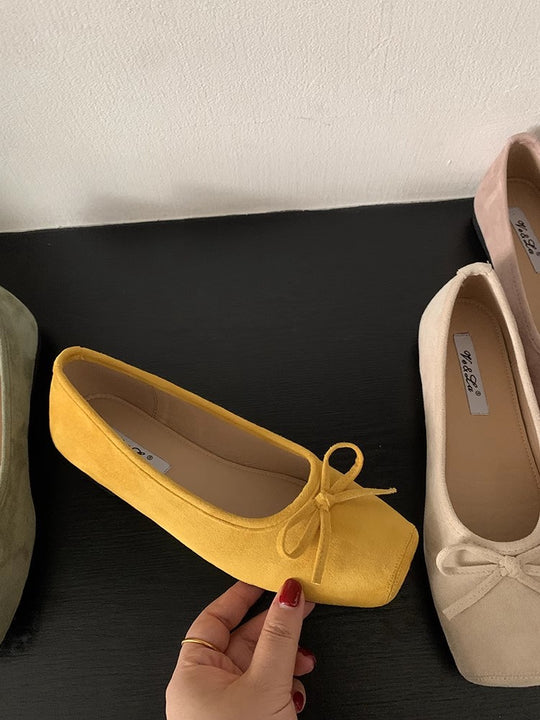 Damen Ballerinas aus hochwertigem Wildleder mit filigranem Schleifendetail EB