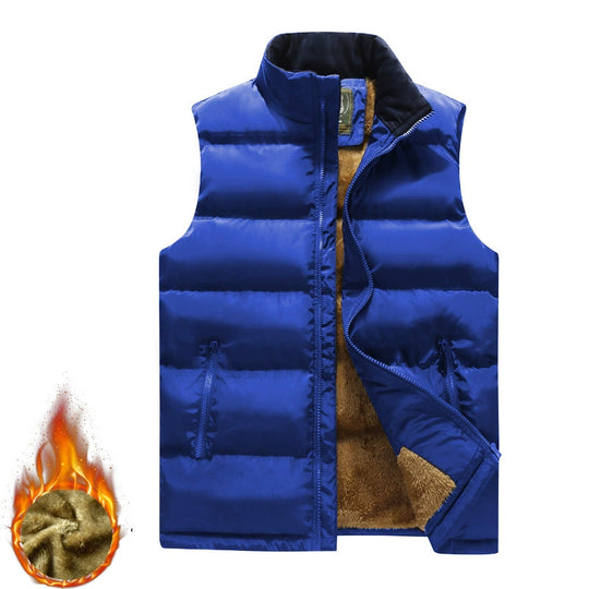 Herren Ärmellose Cordweste mit Sherpa-Innenfutter, gesteppter Thermoisolierung und Pattentaschen EB