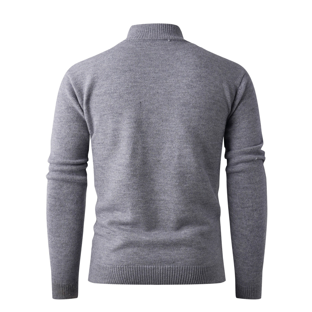 Herren Eleganter Strickpullover mit hohem Kragen und Reißverschluss EB