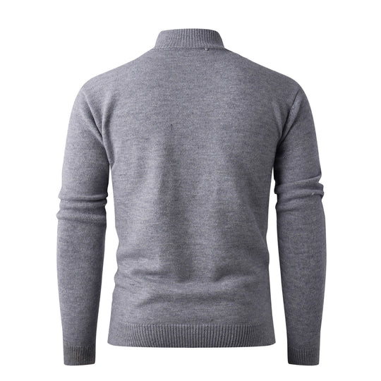 Herren Eleganter Strickpullover mit hohem Kragen und Reißverschluss EB