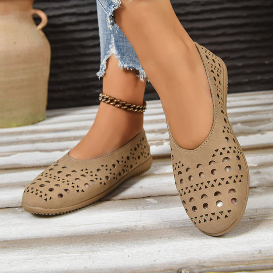 Damen Ballerinas mit modischem Lochdesign und rutschfester Sohle EB