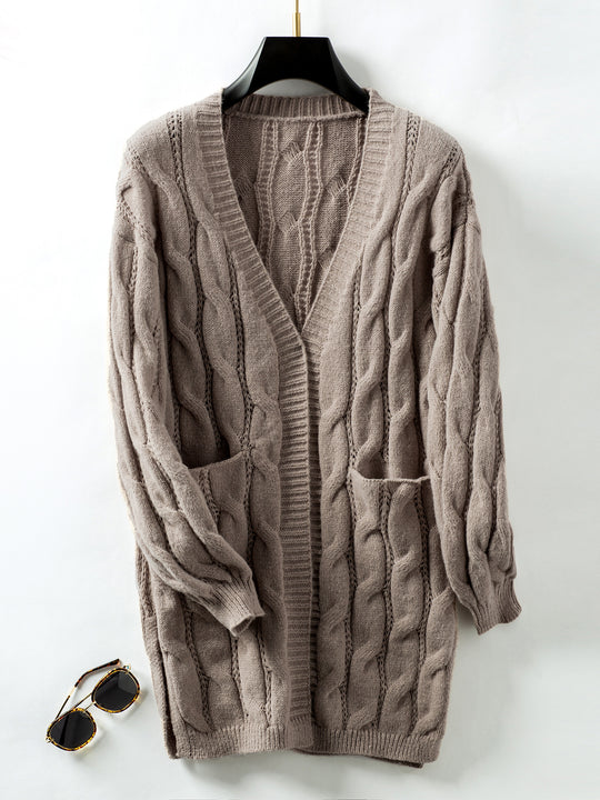 Damen Strickjacke mit V-Ausschnitt und praktischen Taschen EB