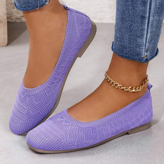 Damen Bequeme Ballerinas aus elastischem Strickmaterial mit flexibler Sohle EB