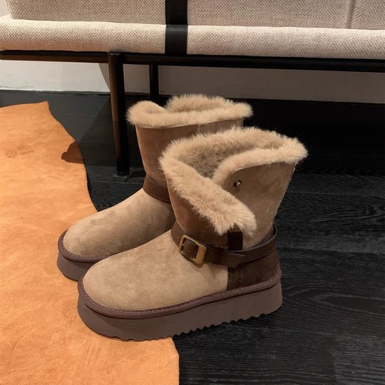 Damen kuschelige Winterstiefel mit warmem Futter und stylishen Details EB