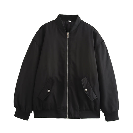 Damen lässige Bomberjacke mit praktischen Taschen und Reißverschluss EB
