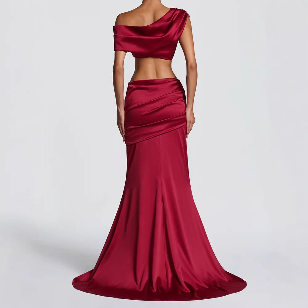 Damen Elegantes One-Shoulder Abendkleid EB