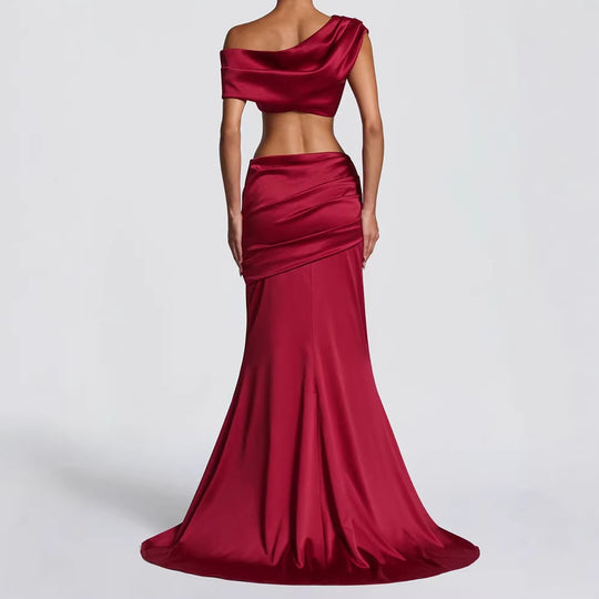 Damen Elegantes One-Shoulder Abendkleid EB