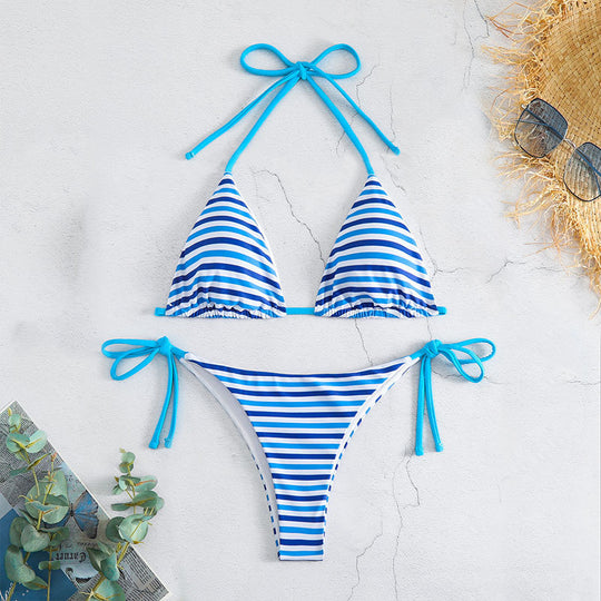 Damen Sportliches Streifen-Bikini Set EB