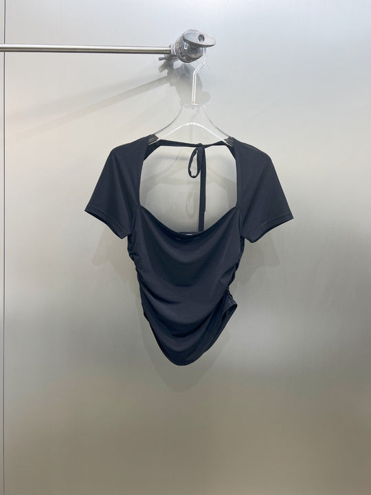 Damen Stretchbluse mit dekorativem Rückenausschnitt EB