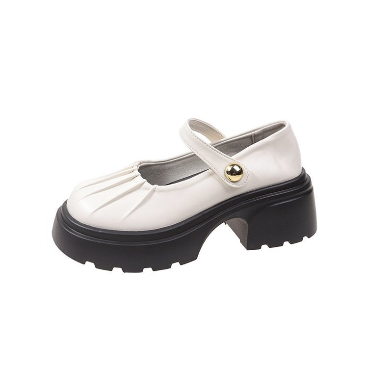 Damen elegante Mary Jane Absatzschuhe mit dekorativem Knopfdetail EB