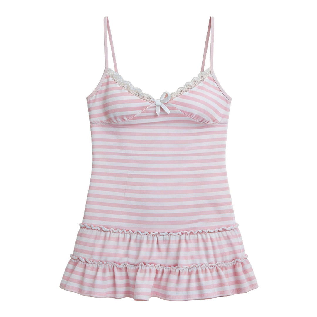 Damen Sommerkleid mit Rüschen und feinem Streifenmuster EB