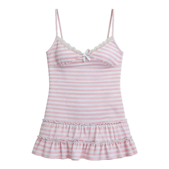 Damen Sommerkleid mit Rüschen und feinem Streifenmuster EB