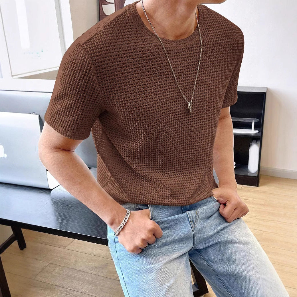 Herren lässiges Struktur-T-Shirt aus atmungsaktivem Material EB