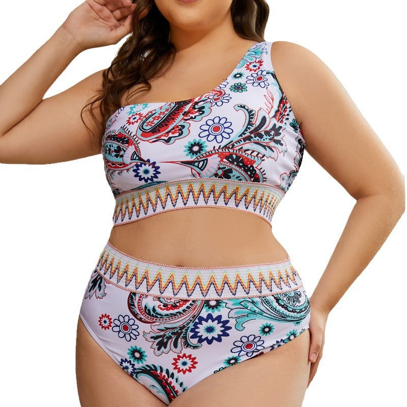 Damen Zweiteiliges Bikini-Set mit modischem Hochschnitt und floralem Design EB