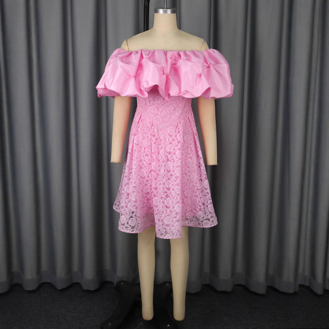 Damen Cocktailkleid mit voluminösem Rüschensaum EB