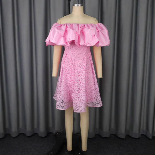Damen Cocktailkleid mit voluminösem Rüschensaum EB