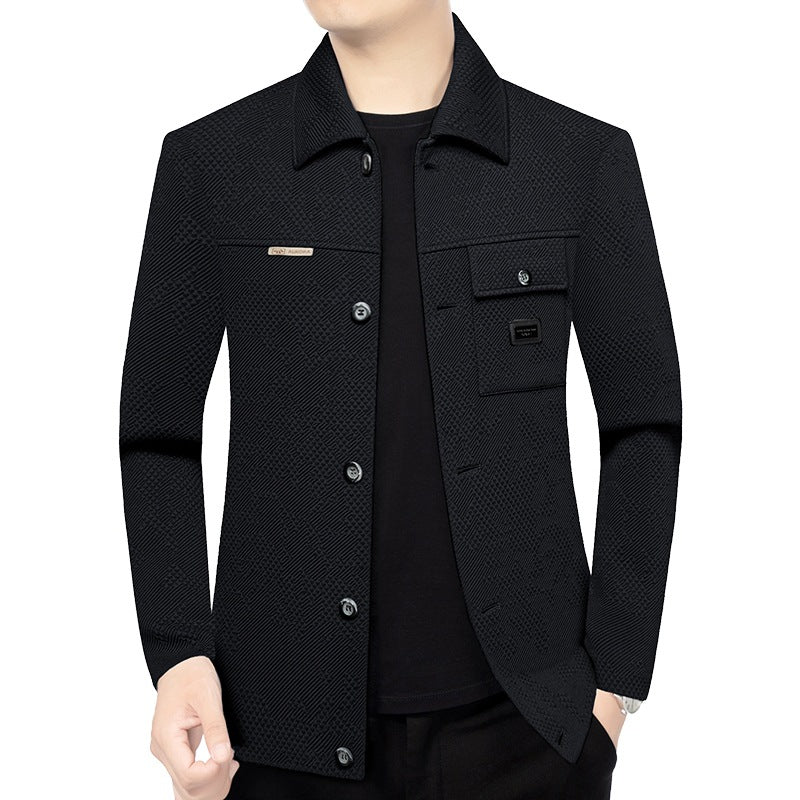 Herren Strukturiertes Overshirt im Glencheck-Relief mit Hemdkragen EB