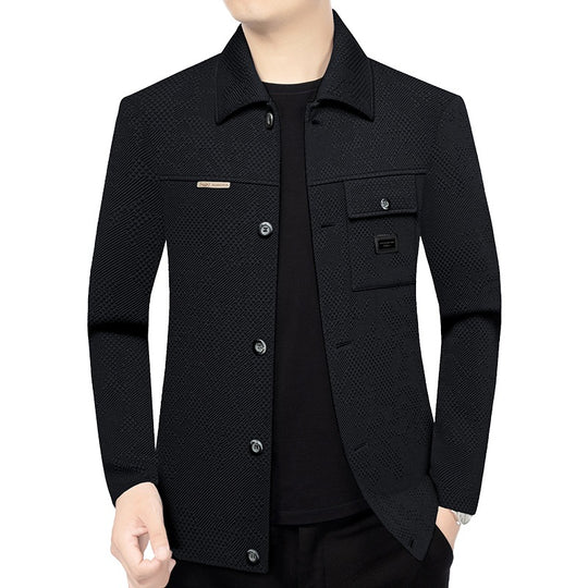 Herren Strukturiertes Overshirt im Glencheck-Relief mit Hemdkragen EB