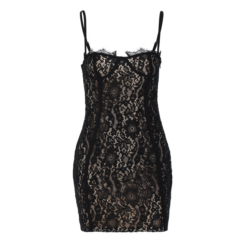Damen Spitzenbodycon-Kleid EB