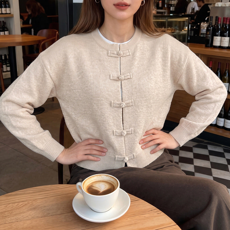 Damen Feinstrick-Cardigan mit dekorativem Knotenverschluss und legerer Raglan-Silhouette EB