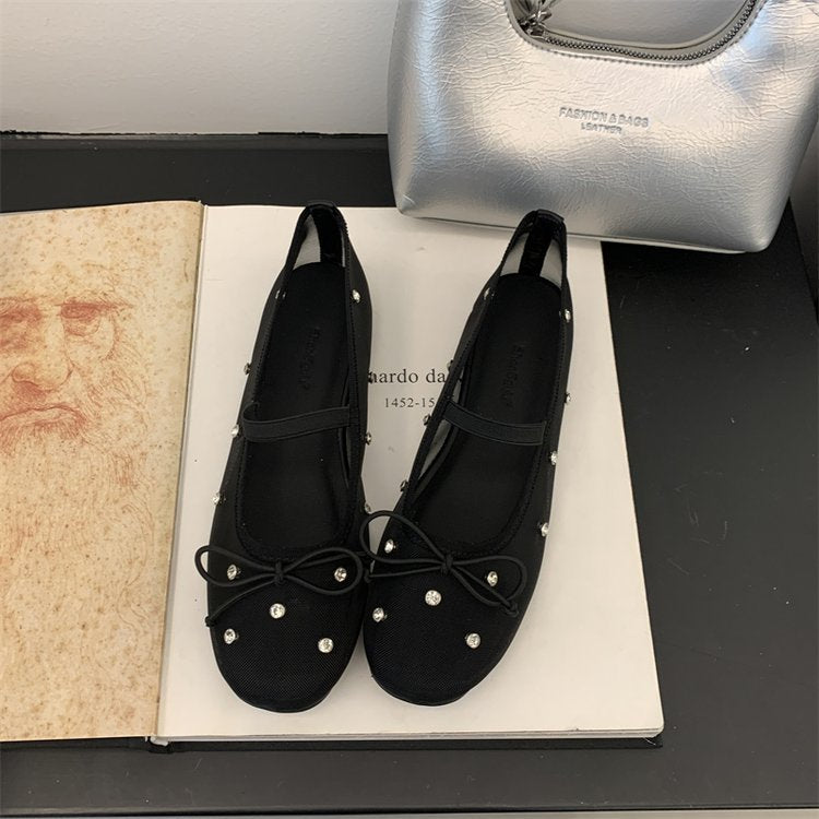 Damen stilvolle und bequeme Ballerinas mit Schmuckdetails EB