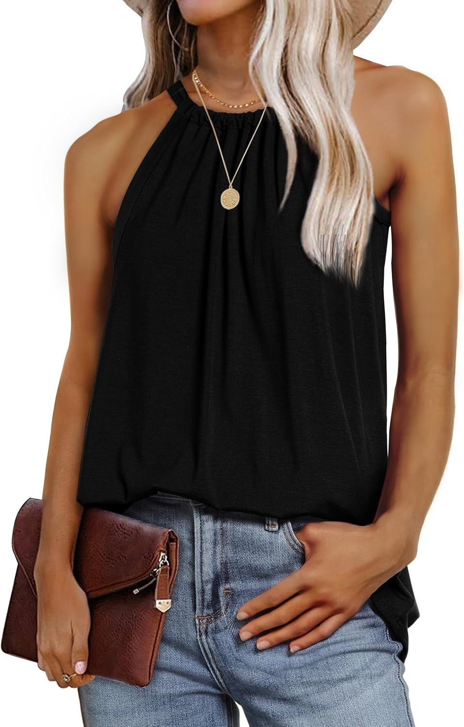 Damen Elegantes Trägershirt mit raffinierten Falten EB