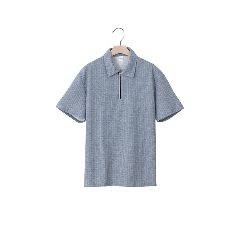 Herren Kurzarm Polo-Shirt mit strukturiertem Design und Reißverschluss EB