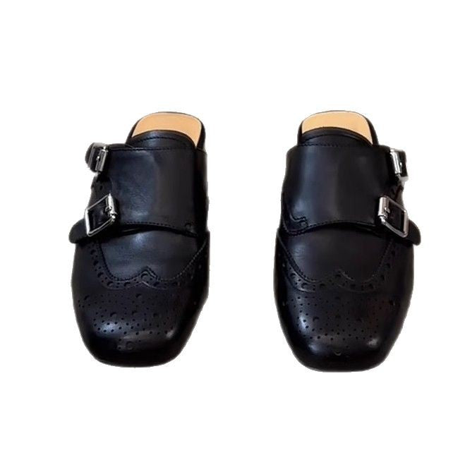 Damen Mokassins mit dekorativen Schnallen und perforierten Details EB