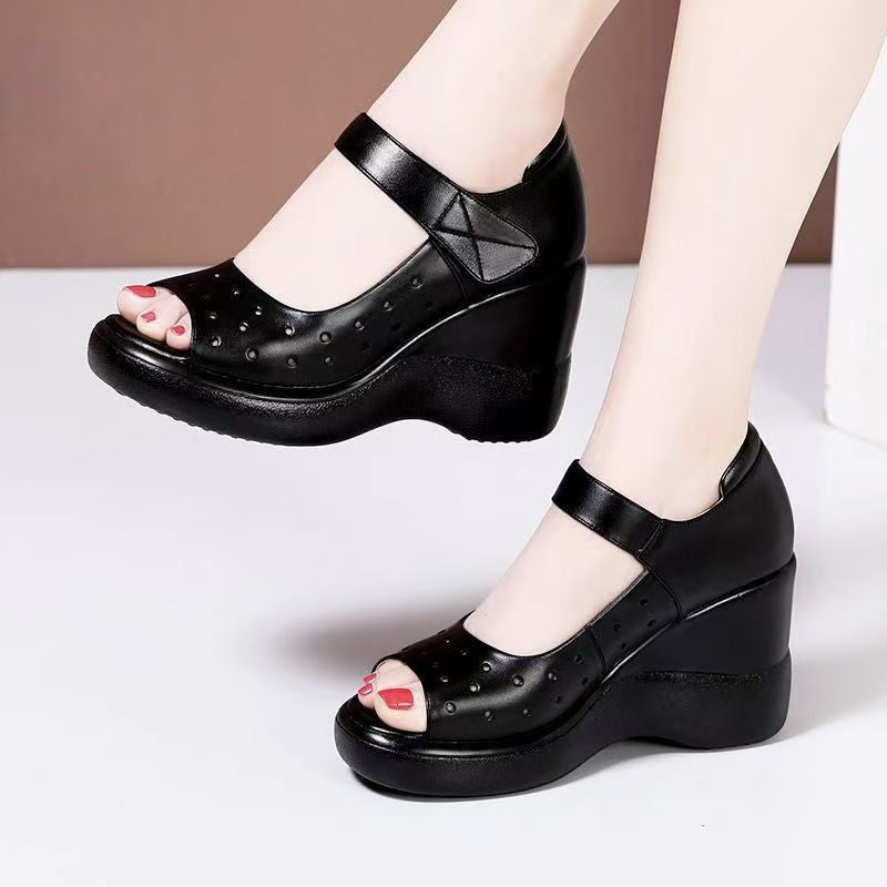 Damen Wedge-Sandalen mit verstellbarem Riemen und Luftdurchlässigem Obermaterial EB