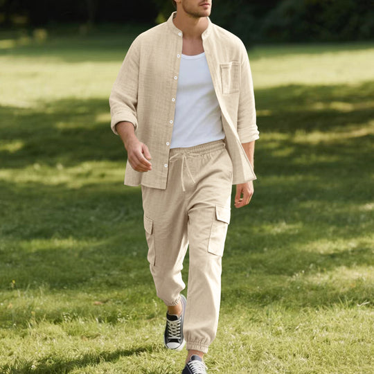 Herren lässige Hemdjacke mit hochwertigem Baumwollmix und praktischen Taschen EB