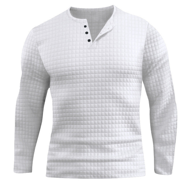 Herren Langarmshirt mit strukturiertem Design und modischem Knopfverschluss EB