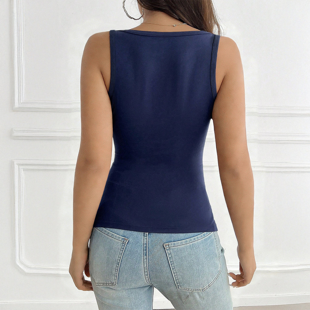 Damen Figurnahes Trägershirt mit Knopfleiste und elastischem Stoff EB