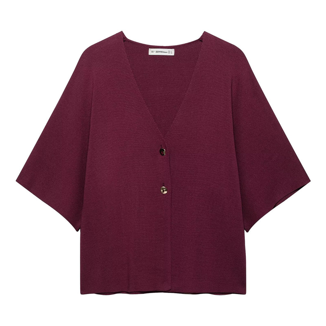 Damen weite Strickjacke mit eleganten Knopfdetails EB