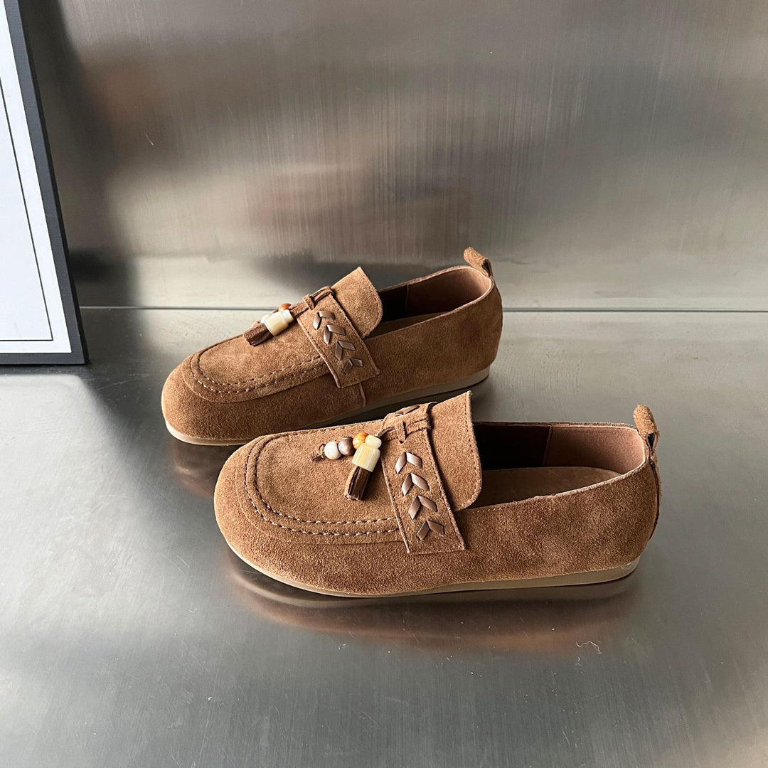 Damen Mokassins aus weichem Wildleder mit raffinierten Schmuckdetails EB