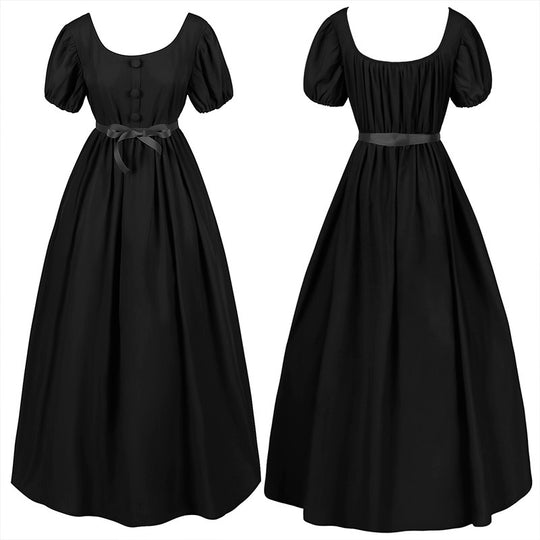 Damen nan romantisches Maxikleid mit Carmen-Ausschnitt, Puffärmeln, tailliertem Mieder und seitlicher Raffung Eb