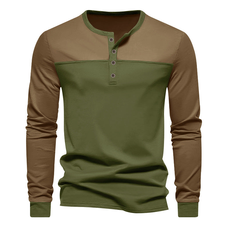 Herren modisches Langarmshirt mit Knopfleiste und strukturiertem Oberteil EB