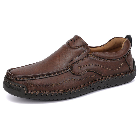 Herren Bequeme Leder Slipper mit atmungsaktiver Sohle EB