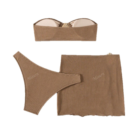 Damen Bandeau-Bikini-Set mit dekorativem Wickelrock EB