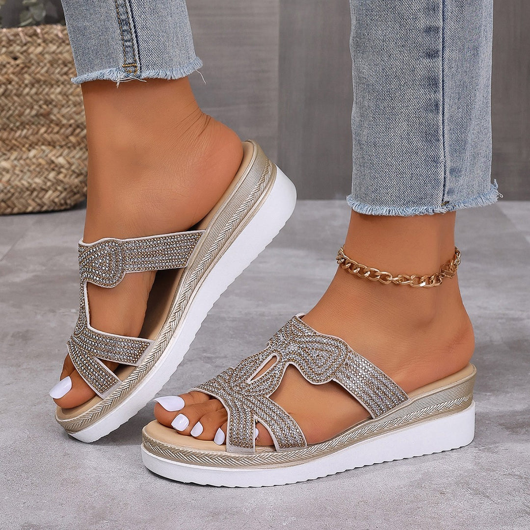 Damen Glitternde Plateau-Sandalen mit funkelndem Strassbesatz EB