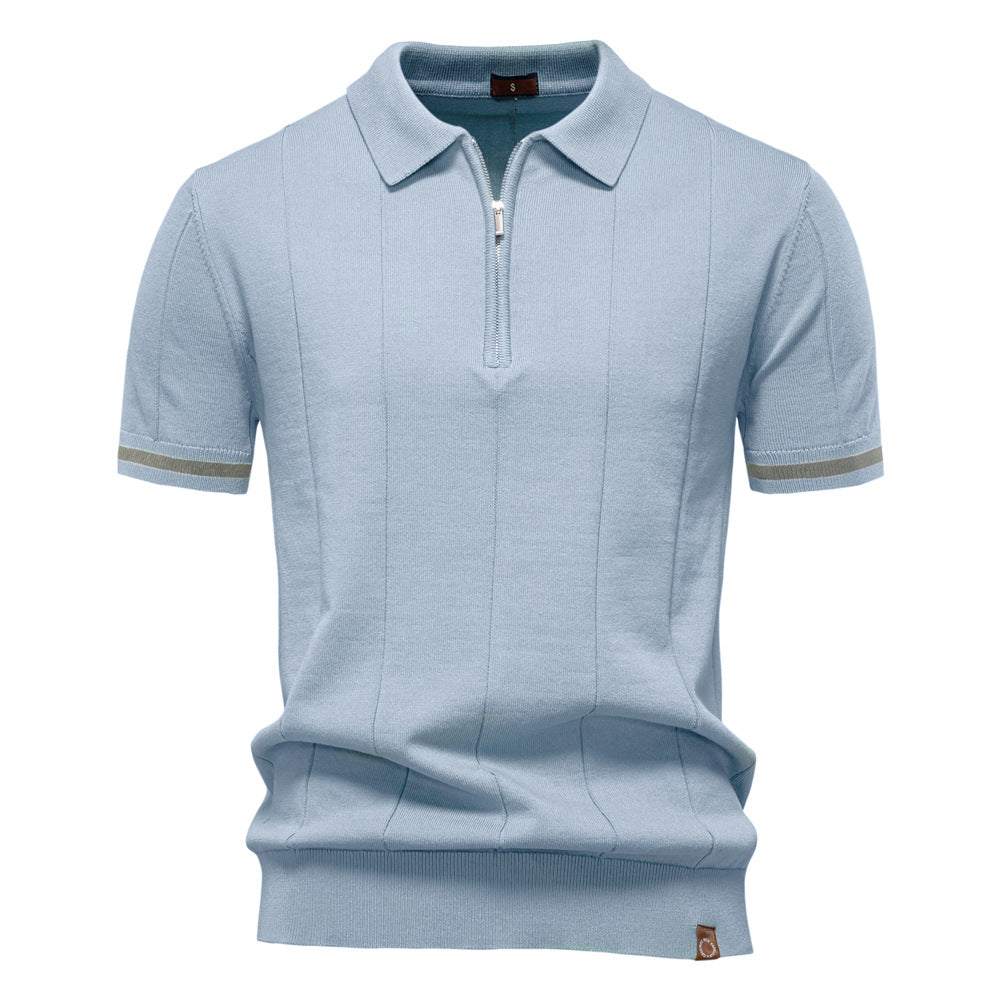 Herren Polohemd mit kurzer Knopfleiste und strukturiertem Design EB