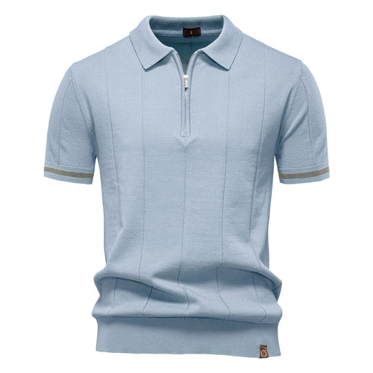 Herren Polohemd mit kurzer Knopfleiste und strukturiertem Design EB