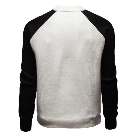 Herren modische Strickjacke mit durchgehendem Reißverschluss und kontrastierenden Ärmelstrukturen EB