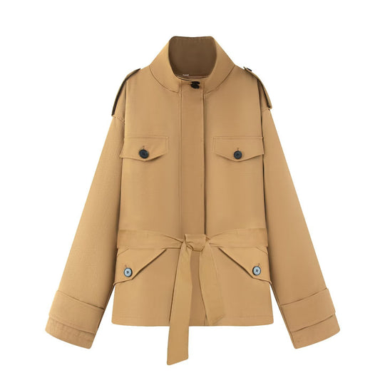 Damen modische Utility-Jacke mit hohem Kragen EB