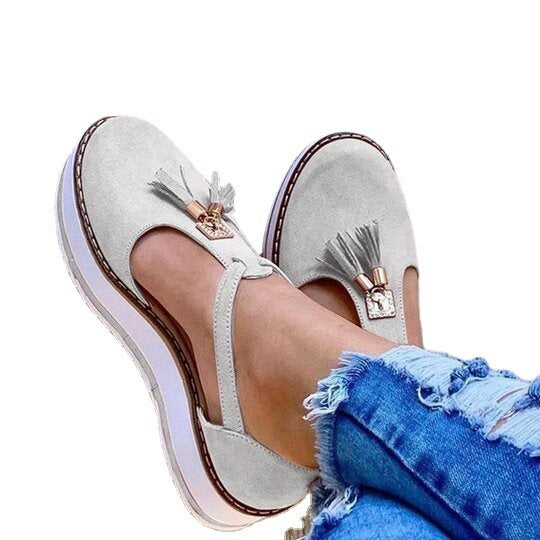 Damen Halbschuhe mit modischen Quasten und rutschfester Sohle EB