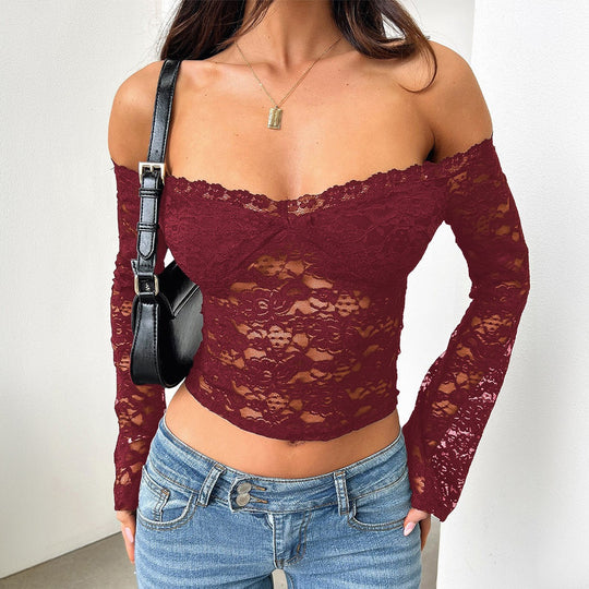 Damen Off-Shoulder Spitzentop EB
