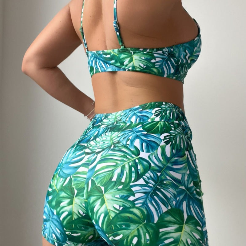 Damen Crop-Top und High-Waist Shorts Set EB